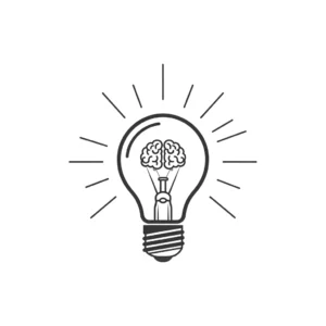 Lightbulb with a brain inside, representing acumen and innovative ideas