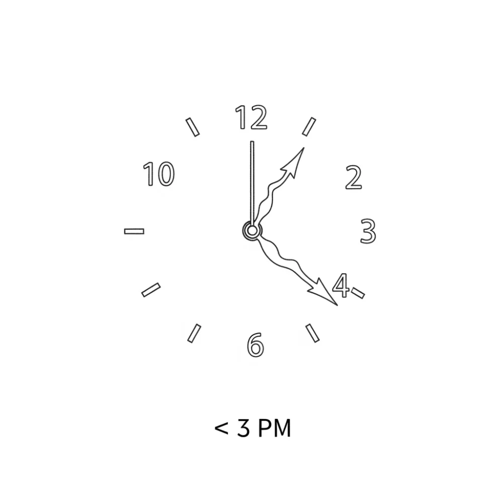 Clock showing time after 12:20, before 3 PM.